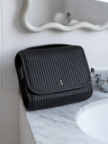 Stackers travel wash bag black fluted faux leather imported from the UK