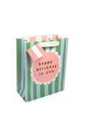 Caroline Gardner medium stripe flower gift bag green blue (British brand)