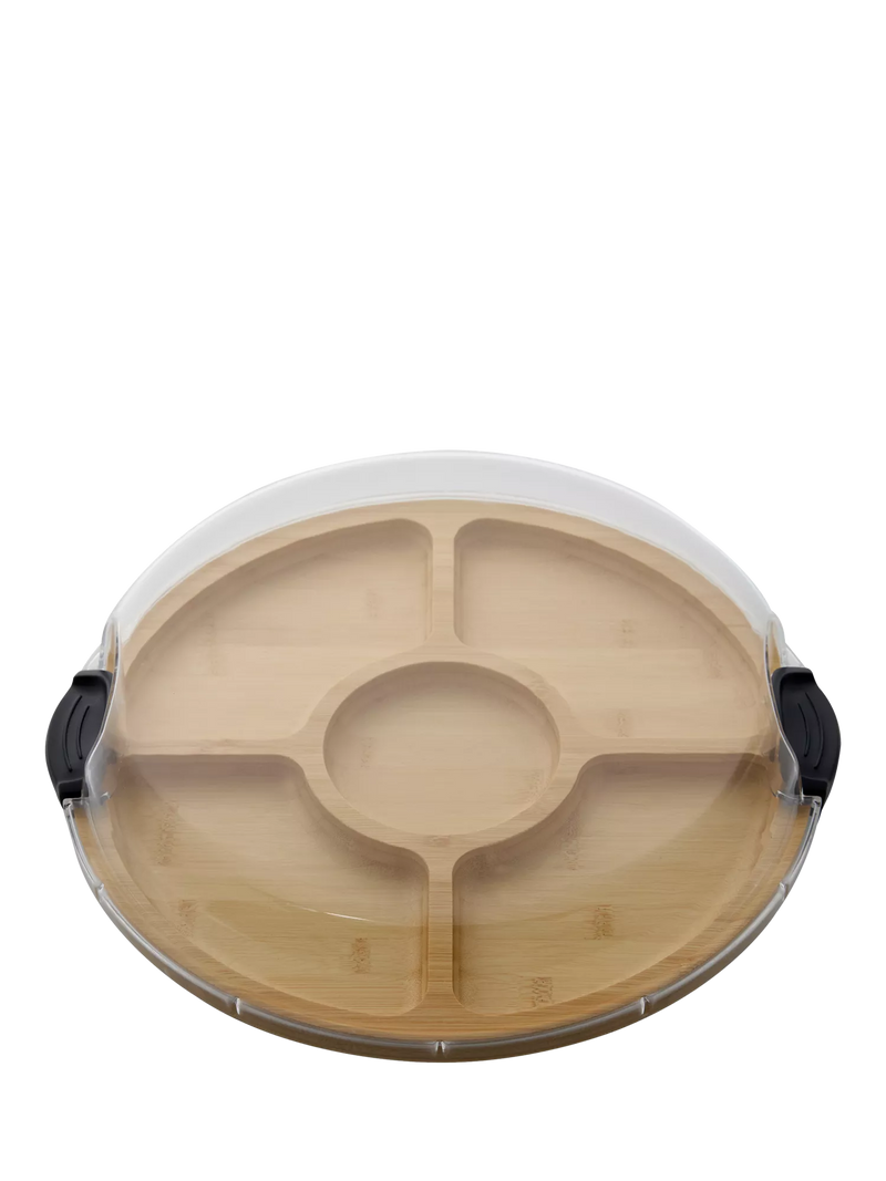 Farberware bamboo round platter with lid 35cm, imported from the UK