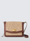 John Lewis Intentional raffia leather medium crossbody bag - British product