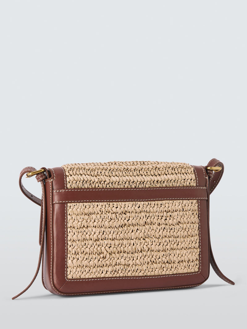 John Lewis Intentional raffia leather medium crossbody bag - British product