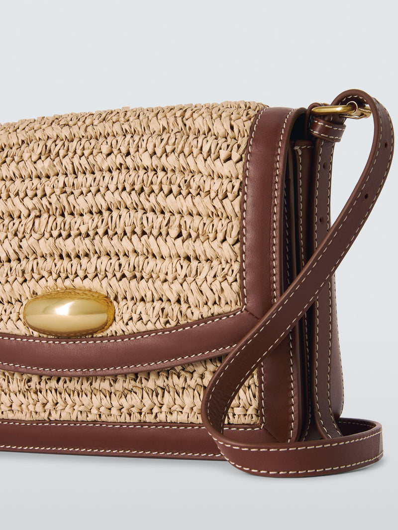 John Lewis Intentional raffia leather medium crossbody bag - British product