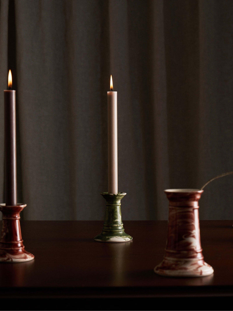 The Conran Shop green earthenware candlestick H11cm - British brand