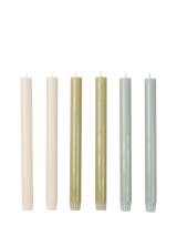 John Lewis The Conran Shop Wick Wax Candles Greens Pack of 6 25cm- Buy online at McGrocer