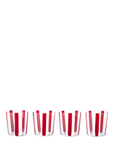 John Lewis The Conran Shop Nova Stripe Crystal Glass Tumbler Burgundy Set of 4 360ml- Buy online at McGrocer