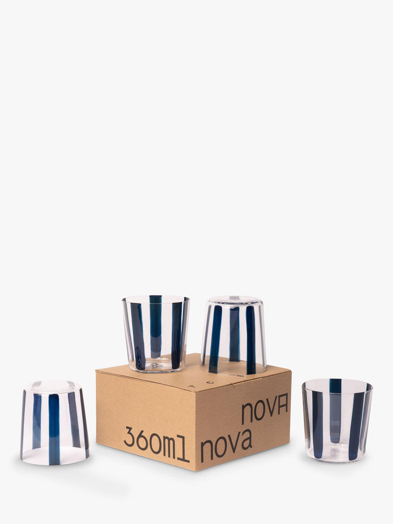 Conran Shop Nova Stripe crystal tumblers navy - British product