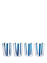 John Lewis The Conran Shop Nova Stripe Crystal Glass Tumbler Set of 4, 500ml, Navy- Buy online at McGrocer