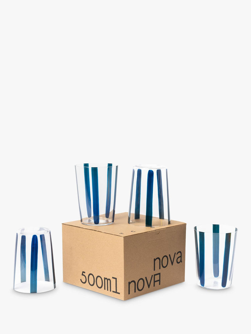 The Conran Shop Nova Stripe crystal glass tumbler set 500ml, imported from the UK