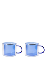 John Lewis The Conran Shop Oslo Blue Borosilicate Glass Mugs, Set of 2, 235ml- Buy online at McGrocer