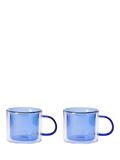 The Conran Shop double-walled borosilicate glass mug set of 2 blue 235ml, UK version