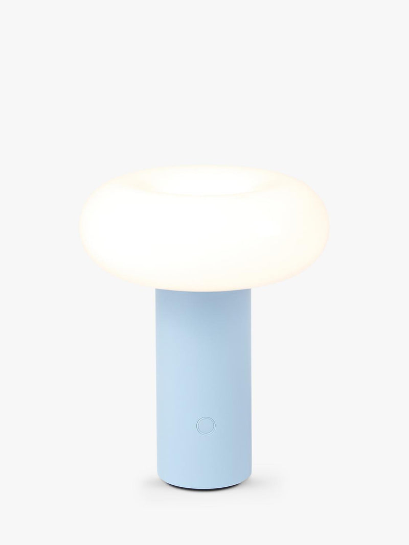 The Conran Shop Torus rechargeable portable table lamp powder blue, imported from the UK