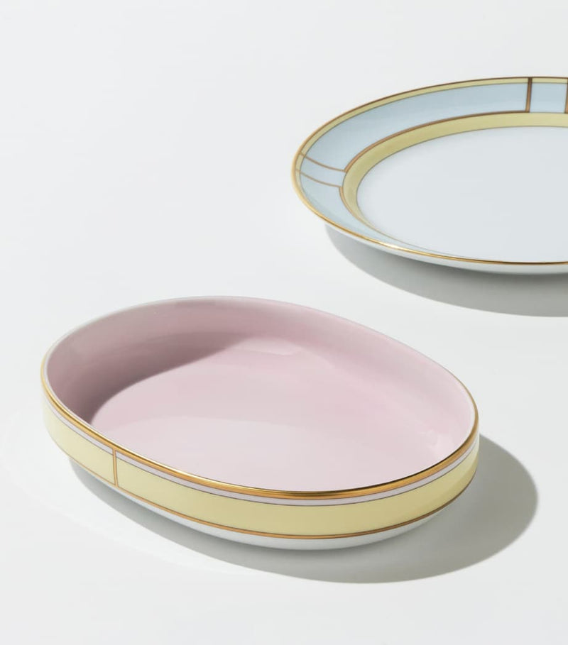 Ginori 1735 Colonna Diva Giallo porcelain pickle dish 21.5cm - British product