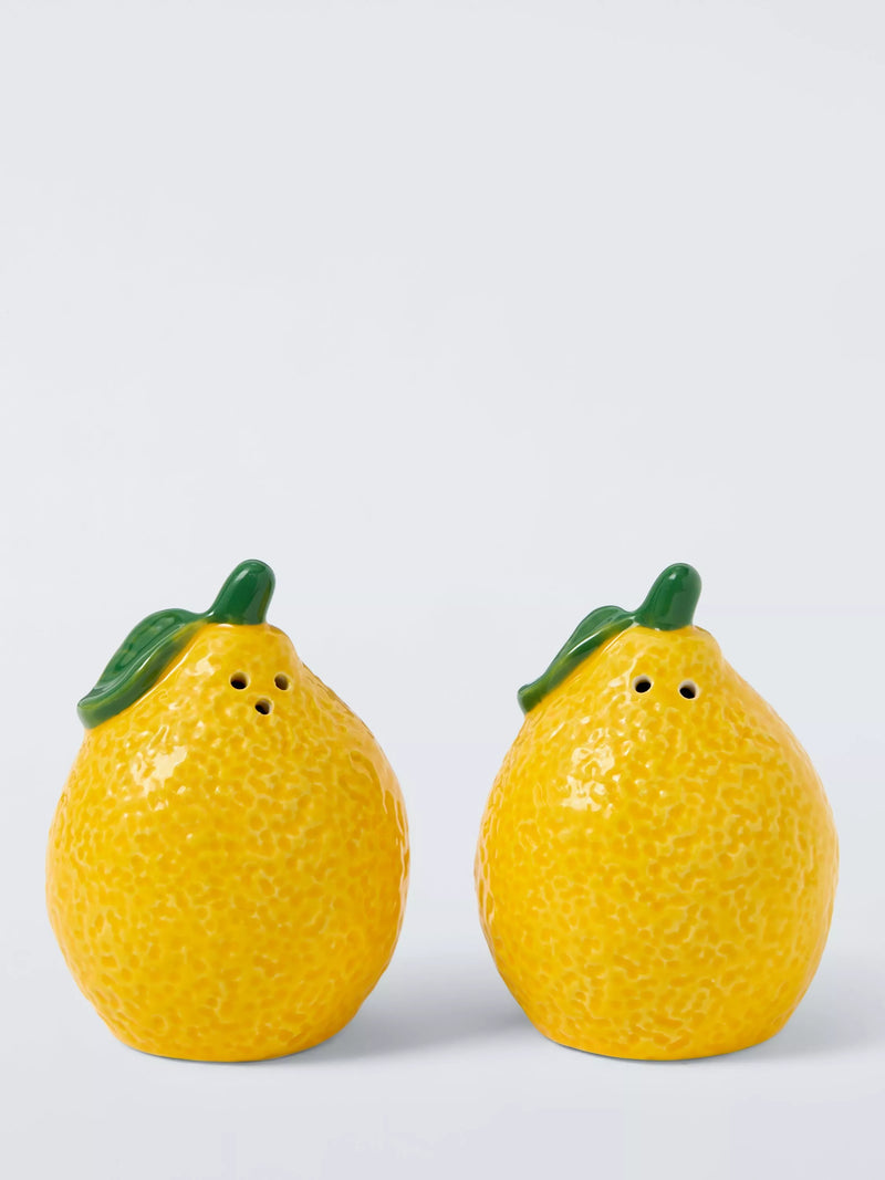 John Lewis lemon stoneware salt and pepper shakers yellow (British brand)