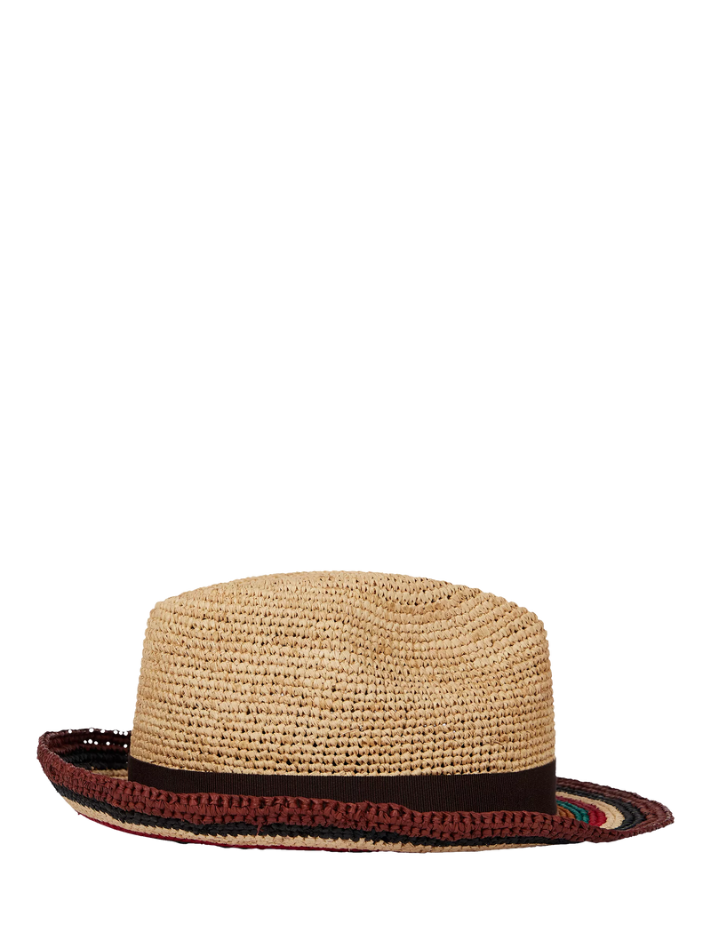 Paul Smith trilby hat brown raffia straw - British product