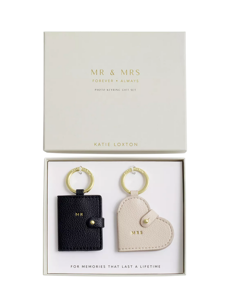 Katie Loxton Mr & Mrs photo keyring set (British brand)