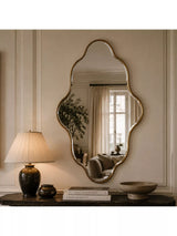 John Lewis Yearn Aria Curved Wood Frame Wall Mirror, Gold, 120x80cm- Buy online at McGrocer