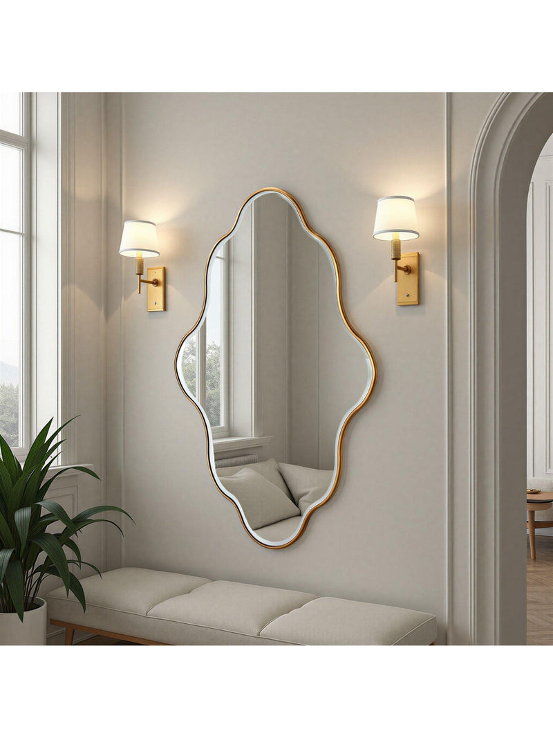 Yearn wall mirror gold curved frame 120x80cm, UK version
