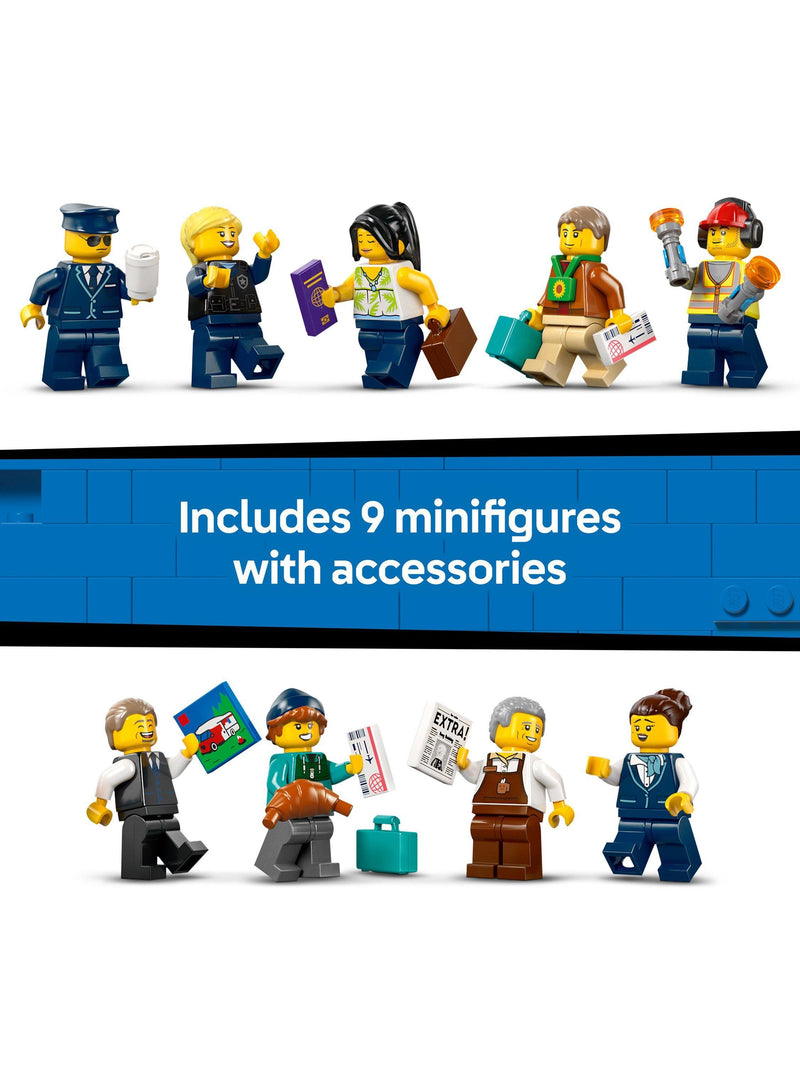 LEGO City airport building toy with airplane and minifigures, UK version
