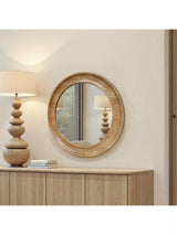 John Lewis Yearn Ashby Round Oak Wood Wall Mirror, Natural, 80cm- Buy online at McGrocer
