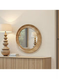 Yearn round oak wall mirror 80cm natural - British product