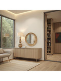 Yearn round oak wall mirror 80cm natural - British product
