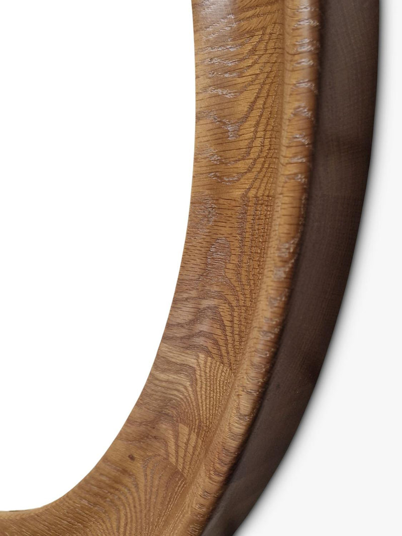 Yearn round oak wall mirror walnut finish 80cm, imported from the UK