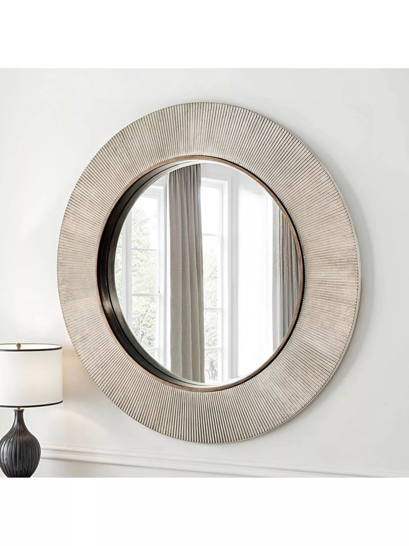 Yearn round wall mirror textured 90cm - British product