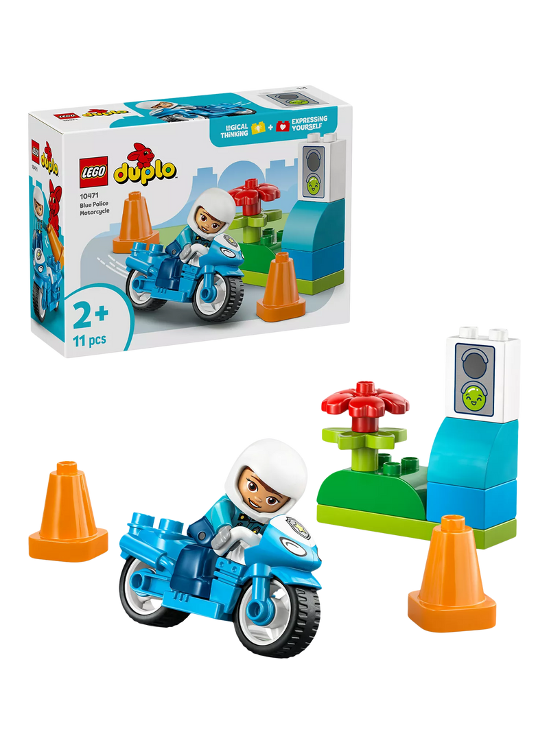 LEGO DUPLO blue police motorcycle playset 10471 - British product