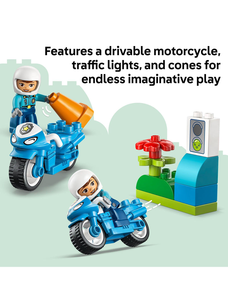 LEGO DUPLO blue police motorcycle playset 10471 - British product