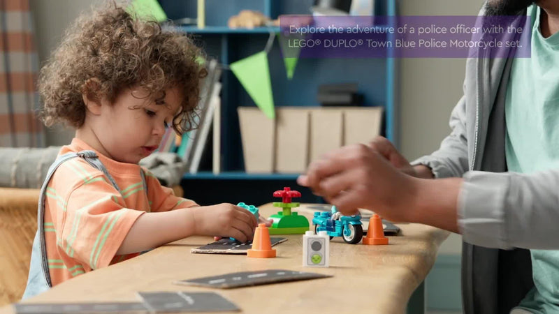 LEGO DUPLO blue police motorcycle playset 10471 - British product