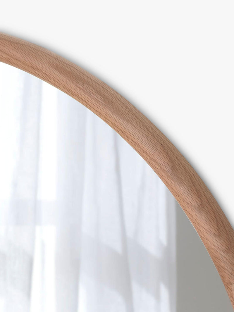 Yearn round wall mirror oak wood frame 60cm - British product
