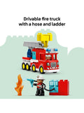 LEGO DUPLO fire engine toy with hose and firefighter figure (British brand)