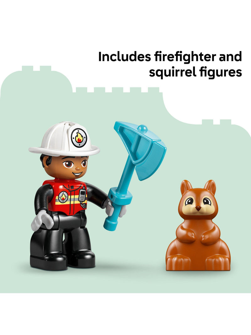LEGO DUPLO fire engine toy with hose and firefighter figure (British brand)