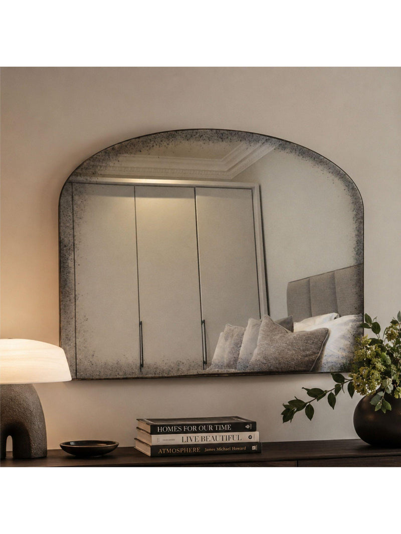 Yearn antiqued black overmantel wall mirror 69x91cm (British brand)