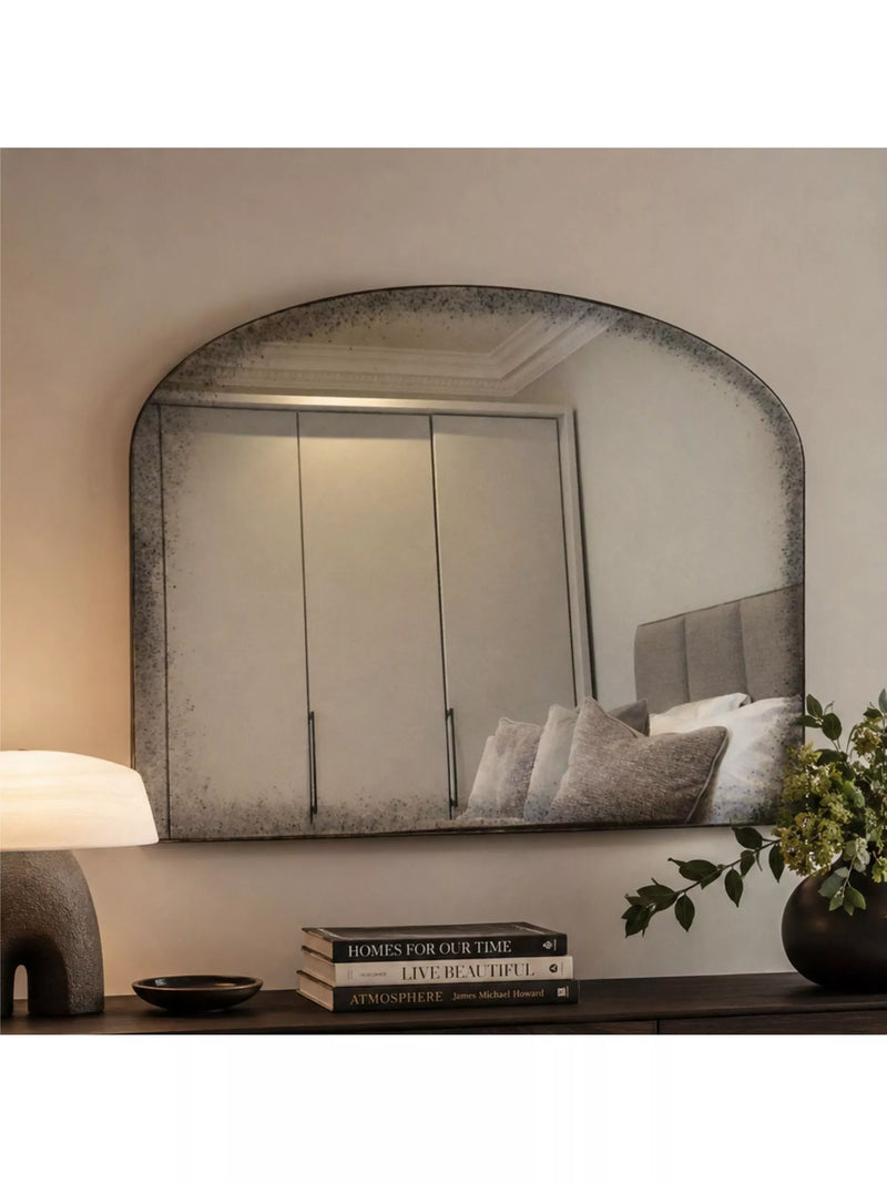 Yearn antiqued black overmantel wall mirror 69x91cm (British brand)