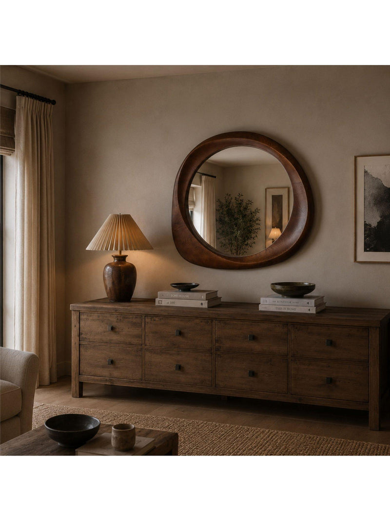 Yearn Eden solid oak wall mirror 100x90cm walnut - British product