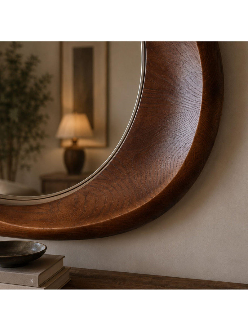 Yearn Eden solid oak wall mirror 100x90cm walnut - British product