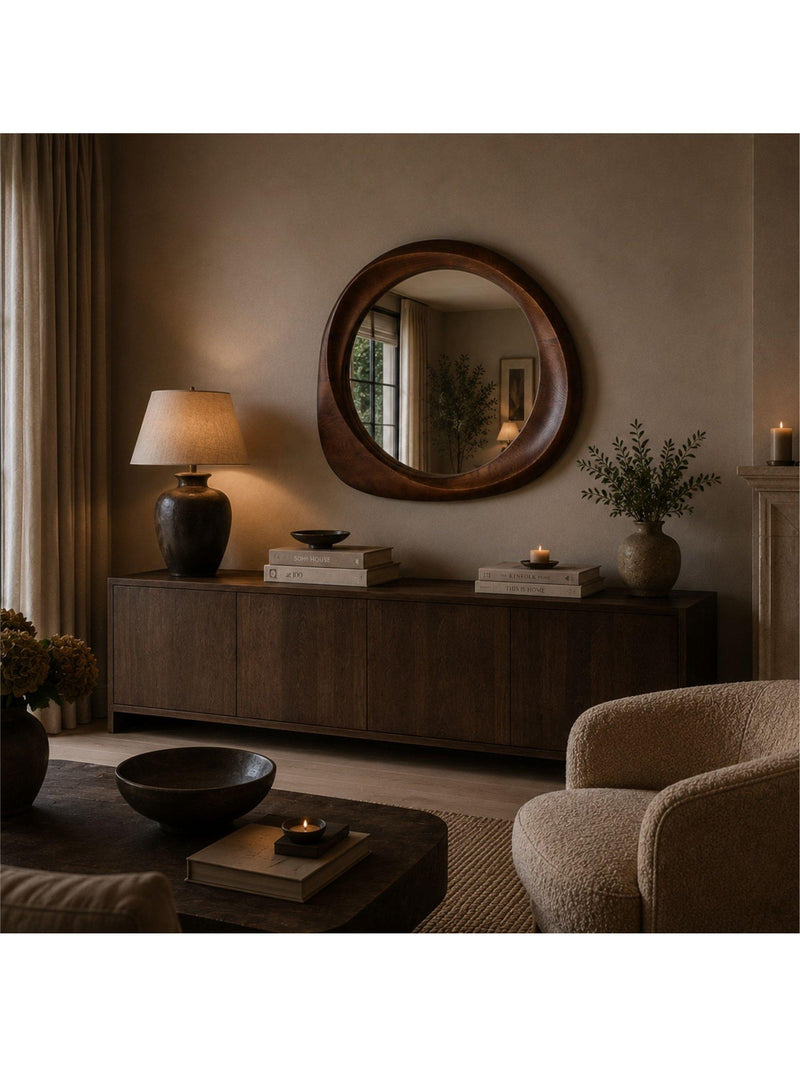 Yearn Eden solid oak wall mirror 100x90cm walnut - British product