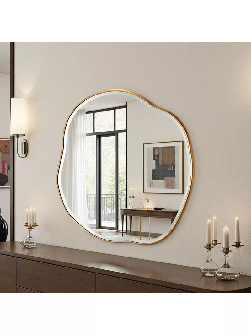 Yearn round wall mirror gold 100x100cm - British product