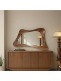 Yearn oak wall mirror curved walnut 120x80cm, UK version