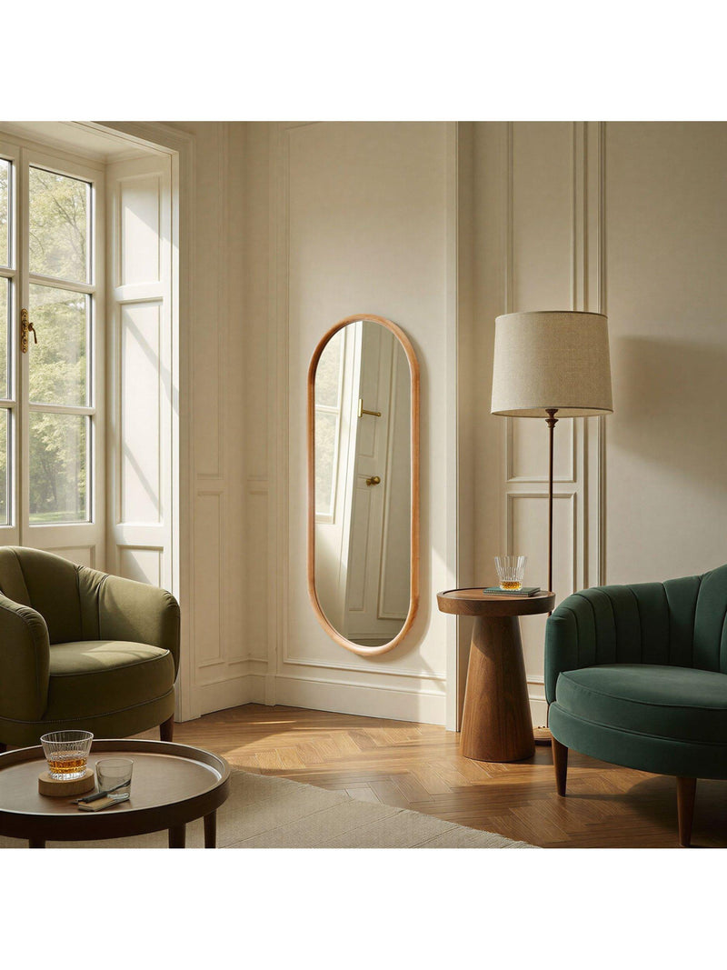 Yearn solid oak oval wall mirror 150x60cm (British brand)