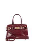 Dune London burgundy leather grab bag with belted detail, imported from the UK