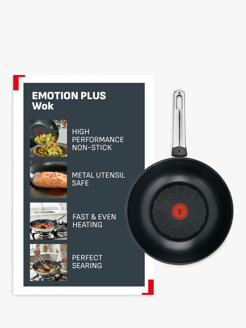 Tefal Emotion Plus stainless steel non-stick wok 28cm - British product