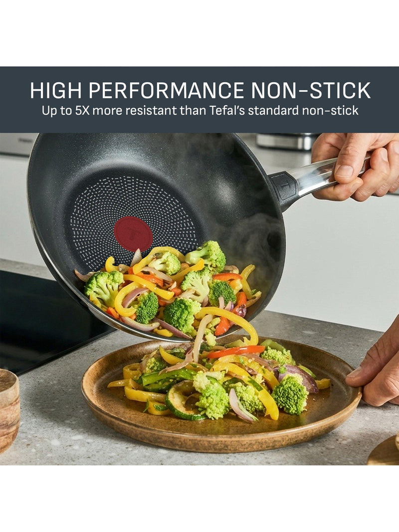 Tefal Emotion Plus stainless steel non-stick wok 28cm - British product