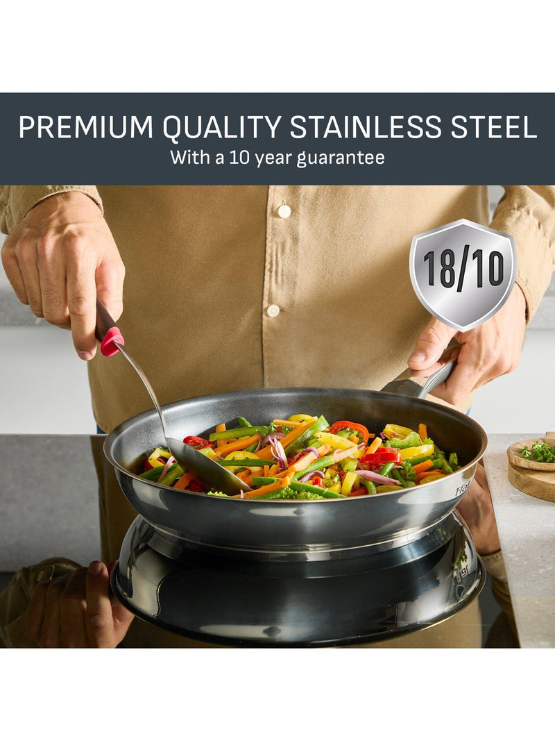 Tefal Emotion Plus stainless steel non-stick wok 28cm - British product