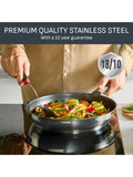 Tefal Emotion Plus stainless steel non-stick wok 28cm - British product