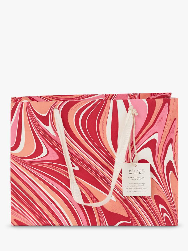 Paper Mirchi marble gift bag red/pink, imported from the UK