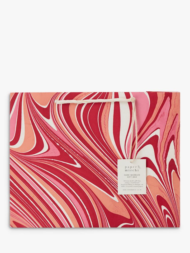 Paper Mirchi marble gift bag red/pink, imported from the UK