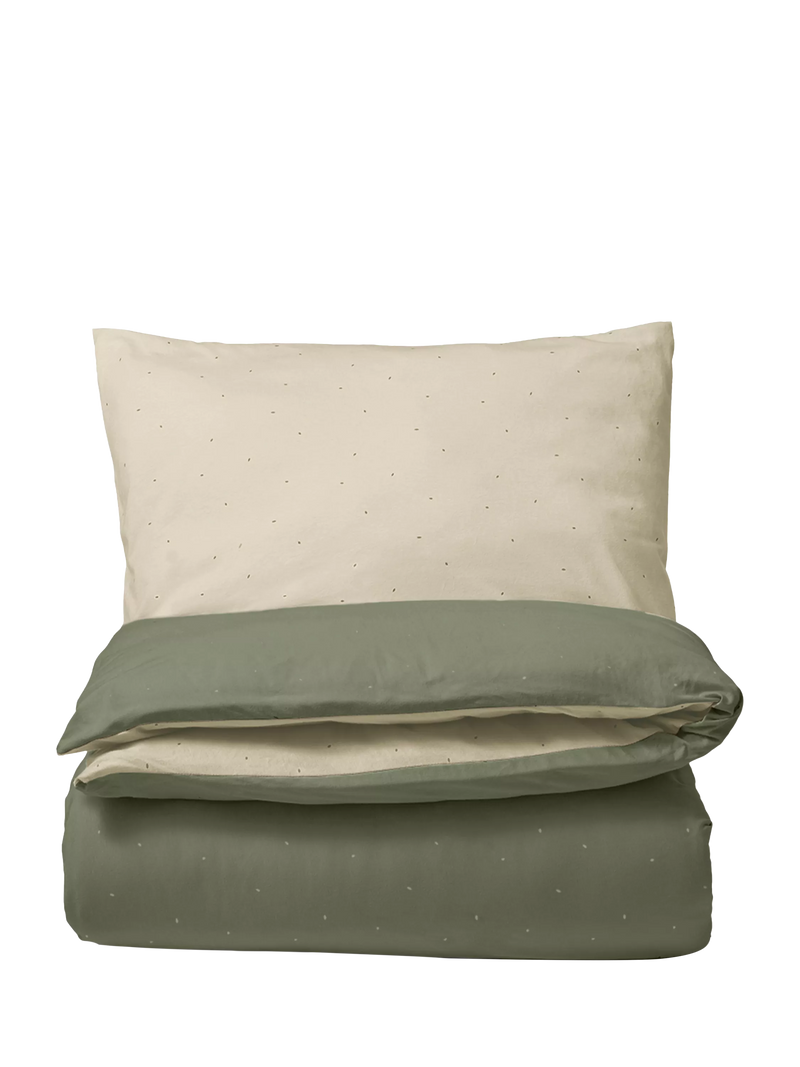 Little Green Sheep cotton jersey duvet and pillowcase set Juniper Rice print, UK version