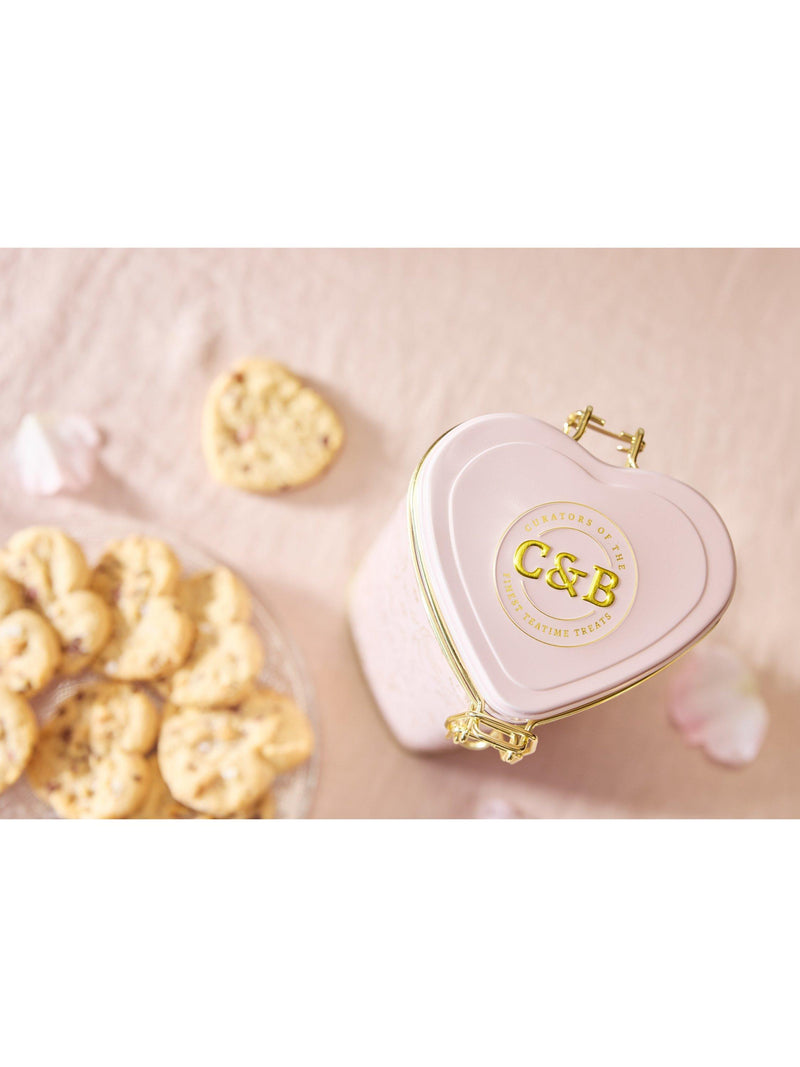 Cartwright & Butler heart-shaped biscuits tin raspberry white chocolate 200g - British product